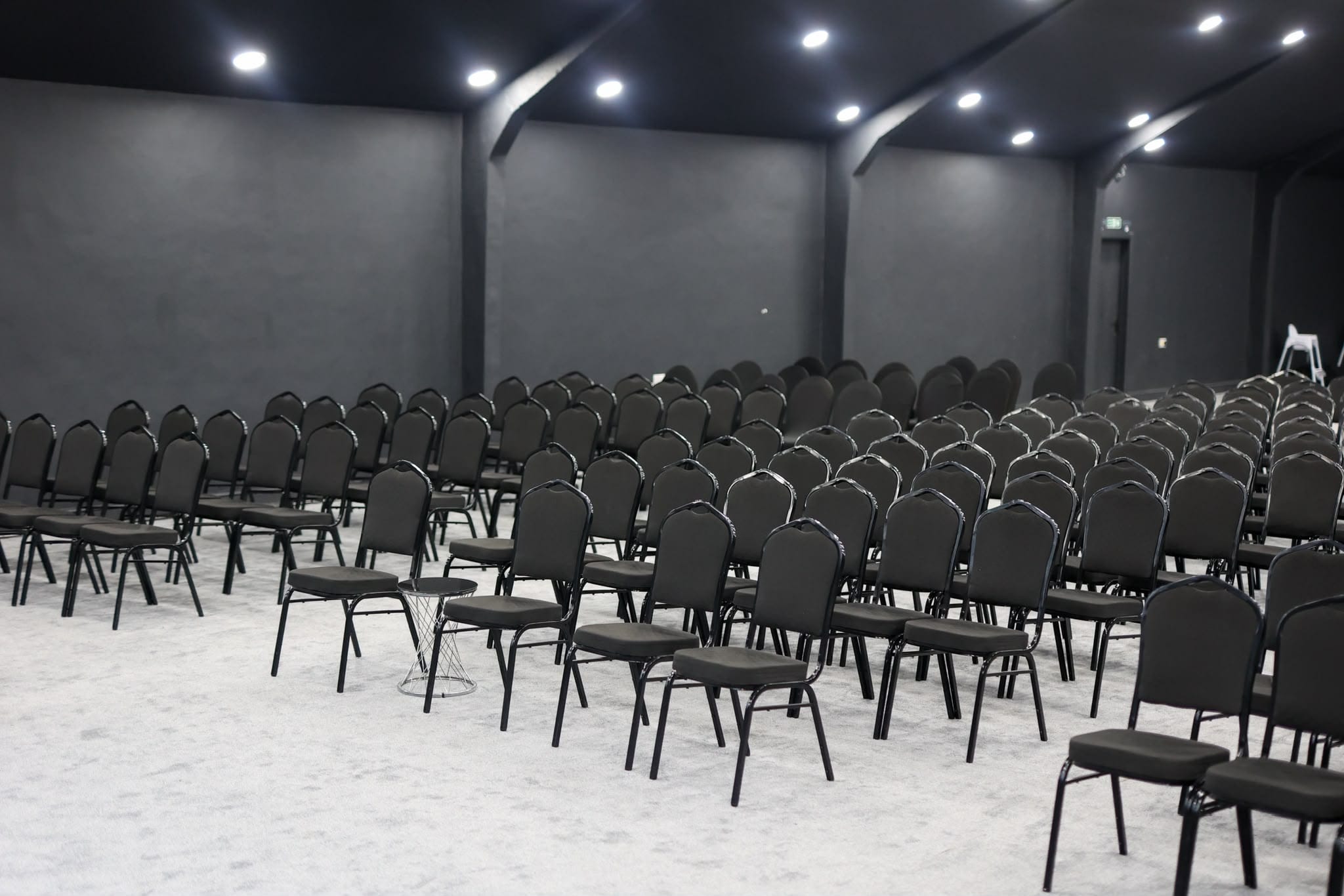 Conference hall hire in Barking: the Main Auditorium at Rivercourt Conference Centre set up for an event
